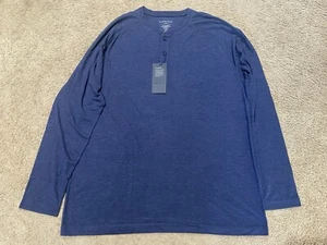 Mizzen + Main Henley Shirt Herren Gr. XXL Easy Knit super weich meliert blau - Bild 1 von 7