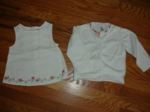 JANIE JACK GYMBOREE GIRLS LOT SET OF 2 SWEATER CARDIGAN SHIRT size 18 24M WHITE - Picture 1 of 7