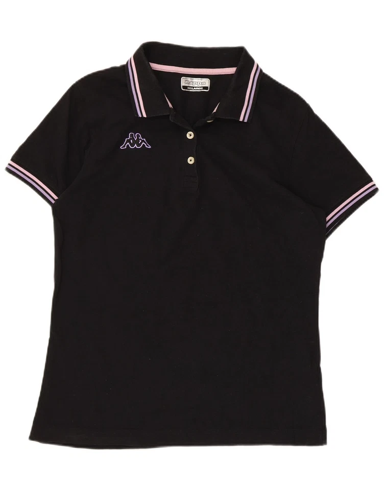 KAPPA Womens Polo Shirt UK 20 2XL Black Cotton CG14 - Image 1 of 4