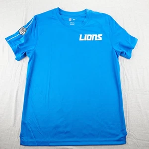 Detroit Lions Shirt Nike FQ9587-484 Polo Dri Fit Wicking NFL Blue Short Sleeve L - Picture 1 of 9