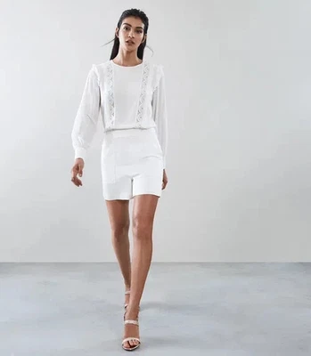 Reiss Amiya Lace Detail Playsuit Size UK 10 - Original Price £225.00 - Image 1 of 4