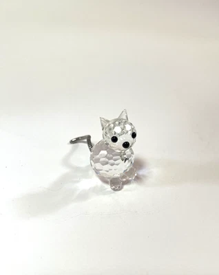 Estatuilla de cristal Swarovski gato con cola plateada serpiente RETIRADA Foto 1 de 4
