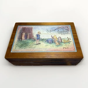 Vintage Disney Classic Winnie The Pooh Christopher Robin Hinged Wooden Box - Picture 1 of 14