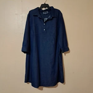 Vestido para mujer Karen Scott azul talla grande 3XL 100 % algodón NUEVO - Imagen 1 de 12