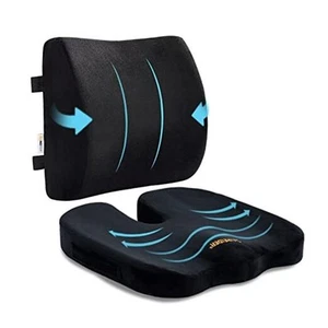 Cojín de asiento y almohada de soporte lumbar para cojín de asiento y almohada lumbar-negro - Imagen 1 de 7