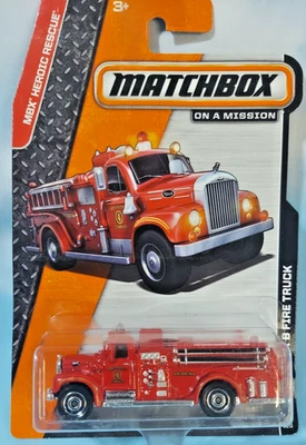 MATCHBOX 2014 MBX HEROIC RESCUE 1963 MACK B FIRE TRUCK RED #100 - Image 1 of 4