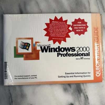 MICROSOFT WINDOWS 2000 PROFESSIONAL WITH SP4 FULL OPERATING SYSTEM MS WIN PRO - Image 1 of 2