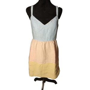 Vestido Cynthia Rowley Mujer Talla Pequeña 100% Lino Color Block - Imagen 1 de 10