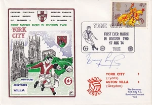 York City v Aston Villa 1st Match ever in Division 2 Signed Barry Barry Lyons Sc - Picture 1 of 3