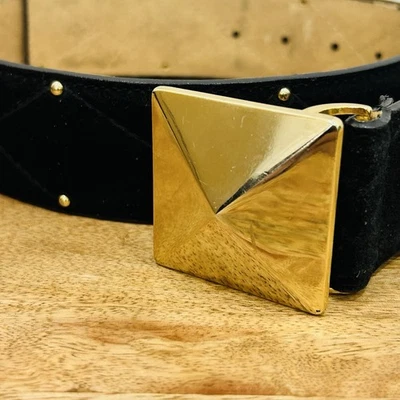 Vince Camuto 185213 черный кожаный с заклепками ремень золотой квадрат пряжки женщин квадратный - Изображение 1 из 4