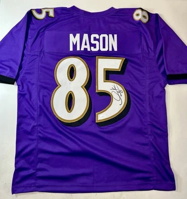 Derrick Mason Signed Baltimore Ravens Custom Pro Style Purple Jersey COA JSA - Image 1 of 4