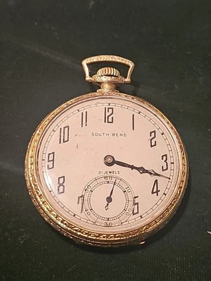 South Bend Watch Co Pocket Watch Model 1 Grade Studebaker 12s 21j - Image 1 of 4