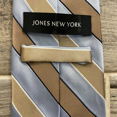 Jones New York 100% Silk Tie 60” Light Blue And Tan - Image 1 of 4