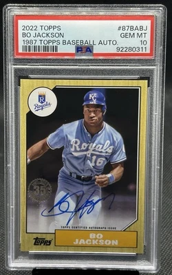 2022 Topps Bo Jackson Auto 1987 Insert PSA 10 Gem Mint Royals Auburn On Card - Image 1 of 2