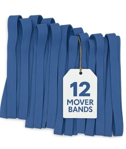 12 Pack Large Moving Rubber Bands 42" Extra Strength Mover Blue Stretch To 84" - Picture 1 of 2