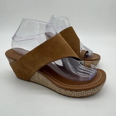 Sandalia de cuña Donald Pliner Gyer Saddle marrón gamuza $150 talla 8 M Foto 1 de 4