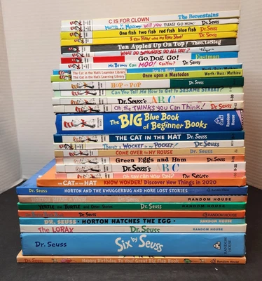LG LOT OF 35 DR. SEUSS TITLES: BEGINNERS, BRIGHT & EARLY + MORE, VTG TO MODERN Foto 1 de 4