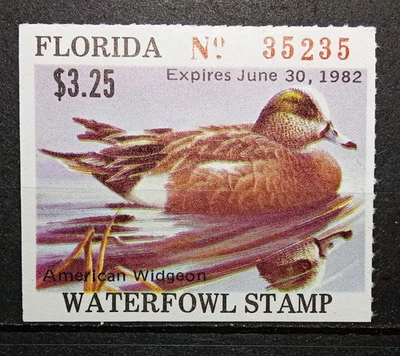 N368) United States 1982 Florida waterfowl stamp/license mint/expired - Image 1 of 2