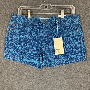Inked Faded Shorts 8 Miss NWT Women Chino Hot Booty Mid Rise Blue Floral 3" - Picture 1 of 11