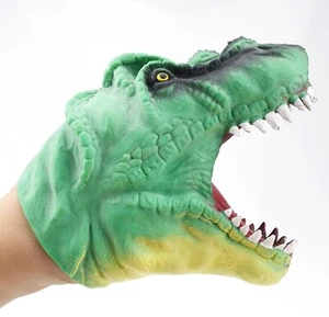 T-Rex Dinosaur Hand Puppet - Stretchy Soft Rubber Dino Party Favor Trannosaurus - Picture 1 of 4