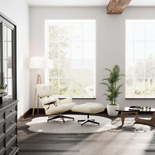 2022 Eames Lounge Chair Bürostuhl Ottomane Sessel Stuhl Weiß Echtleder Sofa