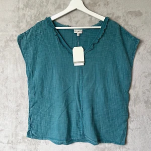 Wonderly Women Shirt XL Teal V Neck Sleeveless Vented Classic Fit Cotton - Picture 1 of 8