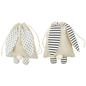 2er Set Stoffbeutel mit Hasenohren Ostertasche Geschenkbeutel Osterbeutel Ostern - Bild 1 von 4