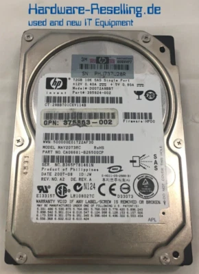 HP Invent 72GB SAS 2,5" 10K 3G DG072A9BB7 395924-002 375863-002 MAY2073RC - Immagine 1 di 4