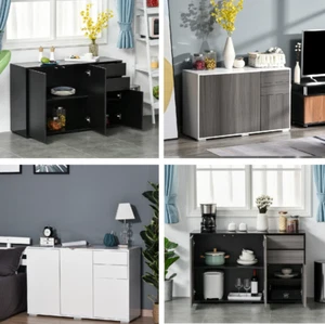 Sideboard High Gloss Cupboard Top Display Cabinet 2Drawers 3Doors Living Room - Picture 1 of 51