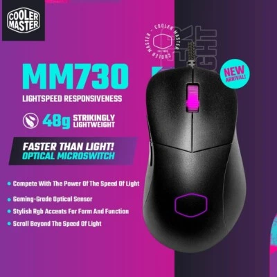 Cooler Master MM730 Ultra Light 48g Wired Gaming Mouse, Black - Image 1 of 4