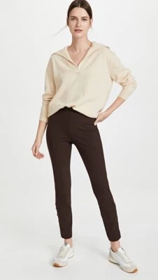 $245 Theory Botón Leggings Aberturas Laterales en el Dobladillo con Cierre de Botones Marrón S Nuevo Con Etiquetas Foto 1 de 4