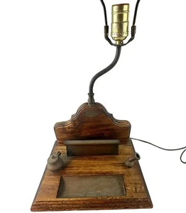 Italian FIRENZE 1784 Reproduction Desk Lamp Inkwell W/ Pen Paper Holder - Picture 1 of 12