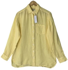 Outerknown 100% Linen Oversized Button Up Tunic Shirt Womens XS Yellow NWT $188 - Picture 1 of 10