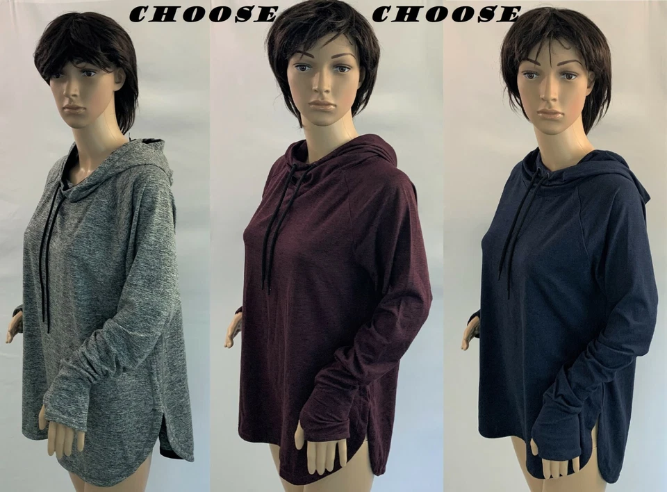 Mandarina Azul Marino/Rojo/Gris Brezo Agujero para el Pulgar Mangas Largas Suave Jersey Sudadera con Capucha, S, L Foto 1 de 1