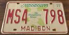 Vintage 1977 Mississippi License Plate MS4 798 Madison County Flora Gluckstadt