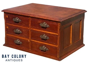 19TH C ANTIQUE VICTORIAN TIGER OAK 6 DRAWER DESKTOP FILE CABINET / SPOOL CABINET - Picture 1 of 12