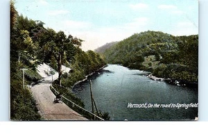 Unbenutzte UDB Postkarte Vermont Auf dem Weg nach Springfield Pferd und Buggy Dirt Rd - Bild 1 von 1