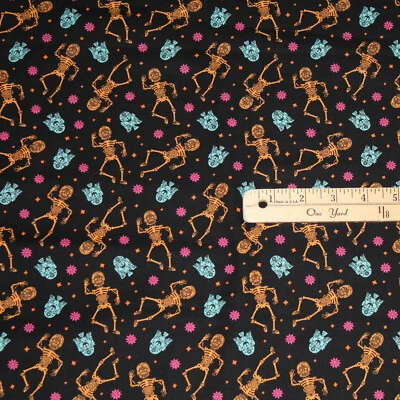  Halloween Star Wars Sugar Skull Droid C3PO R2D2 Fabric  1/2 Yard   #73010978 - Image 1 of 2