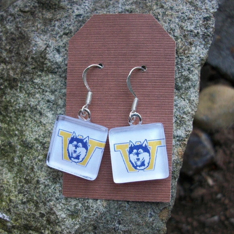 University of Washington Earrings UW UDUB Earrings UW Huskies Pac 12 Old Logo Cover