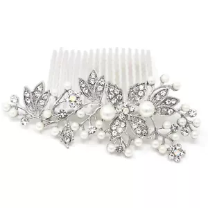 beautiful elegant wedding bridal hair comb Ivory Color pearl and crystal #1122 - Picture 1 of 4