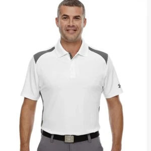 Under Armour Tech Colorblock Golf Polo Shirt White Loose Fit Mens XL NWT U2 - Picture 1 of 5