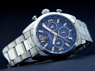 CAVADINI Chronograph Herrenuhr Designer Edelstahl 10 BAR Blau-rosé CV-1616 - Bild 1 von 2