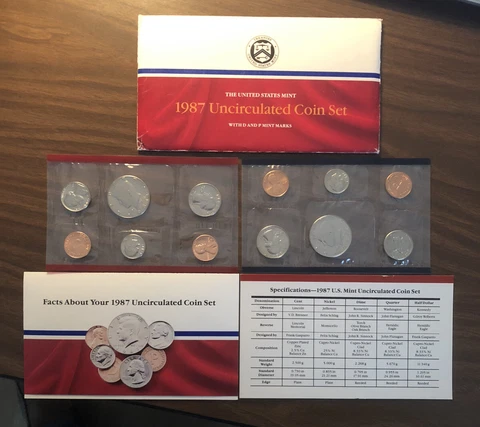 1987-P&D U.S. Uncirculated Set: 10-Coin Set in Original Packaging Cover
