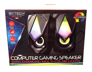 BYTECH - COMPUTER GAMING SPEAKER w/CHANGING MULTI-COLOR LIGHTS - NEW - FAST SHIP - Picture 1 of 4