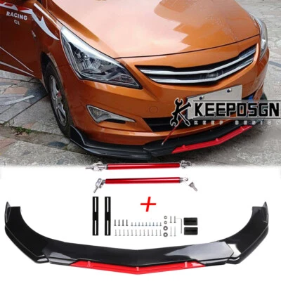 For Hyundai Accent Front Bumper Lip Splitter Body Kit Parts Accessories Glossy - Image 1 of 4