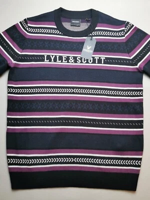 Lyle & Scott Mens Size XL Glen Fair Isle Crew Neck Jumper (BNWT) Black Vintage - Image 1 of 4