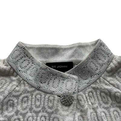 Chaqueta tejida puño cuello estrás joya metálica plateada crema 12 ST. JOHN para mujer Foto 1 de 4