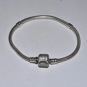 Pandora Moments Sparkling Pavé Clasp Snake Chain Bracelet Size 6.3 590723CZ - Picture 1 of 2