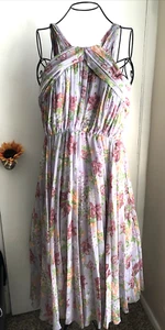 ASOS women's dress Halter Purple Lilac Floral Middy Strappy NWOT Size 14 - Picture 1 of 15