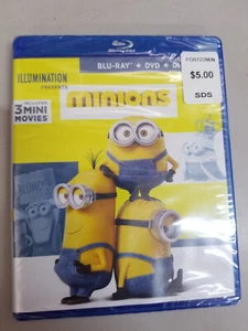 Minions (with 3 Mini Movies) (Blu-ray + DVD + Digital) Brand New - Picture 1 of 2